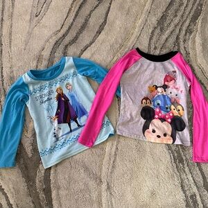 Disney Frozen and Minnie Mouse Long Sleeve Tees - Blue, Pink, Gray